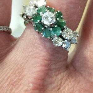 Price SLASH!  Emerald & Diamond Estate Ring sz7.